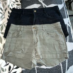 H&M Black & Olive Green Womens Jean Shorts Size 8 Excellent Condition